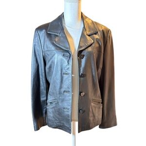 Valerie Steven’s New Zealand Lambskin Black Leather 3 Button Jacket